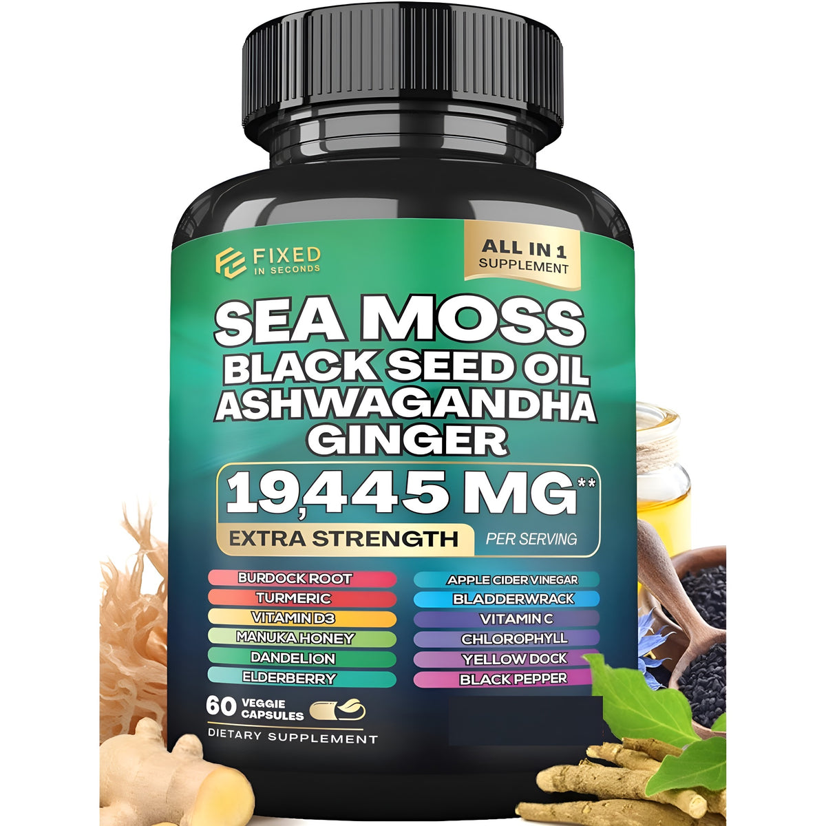 Sea Moss 16-in-1 for Total Wellness - Magic Moss Super Blend Capsules - 19,445MG Power!